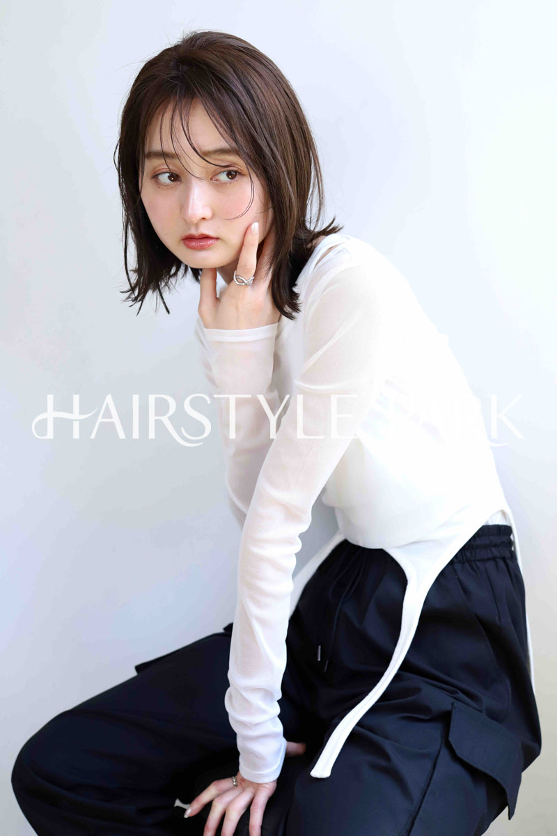ヘアスタイル写真PhotoNo:382-1 (12) [ミディアム,レディース,ナチュラル,クール / かっこいい,カット,カラー,縦型 ]