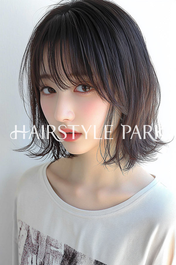 ヘアスタイル写真PhotoNo:aiphoto055【AI画像】 [ミディアム,切りっぱなしボブ,レディース,カジュアル,横型,AI ]