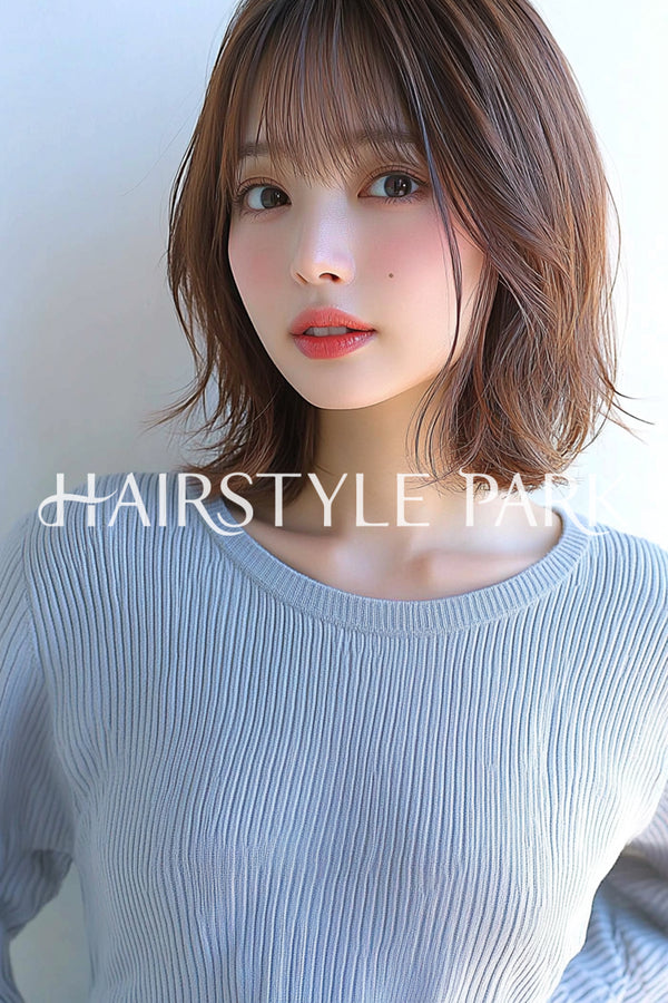 ヘアスタイル写真PhotoNo:aiphoto058【AI画像】 [ミディアム,レイヤーミディアム,レディース,ナチュラル,オフィス / コンサバ,モテ・愛され,横型,AI ]