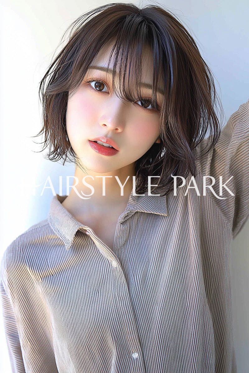 ヘアスタイル写真PhotoNo:aiphoto065【AI画像】 [ミディアム,レディース,カジュアル,クール / かっこいい,パーマ,横型,AI ]