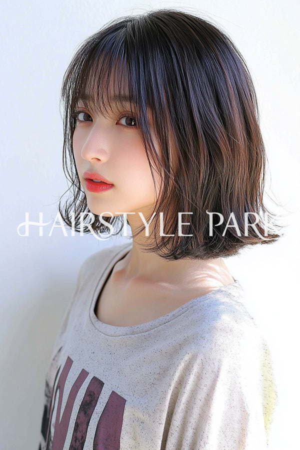 ヘアスタイル写真PhotoNo:aiphoto066【AI画像】 [ミディアム,切りっぱなしボブ,レディース,モテ・愛され,カジュアル,横型,AI ]