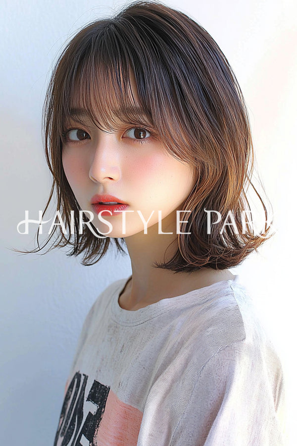 ヘアスタイル写真PhotoNo:aiphoto068【AI画像】 [ミディアム,レディース,モテ・愛され,カジュアル,横型,AI ]