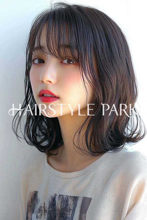 ヘアスタイル写真PhotoNo:aiphoto076【AI画像】 [ミディアム,レディース,モテ・愛され,カジュアル,横型,AI ]