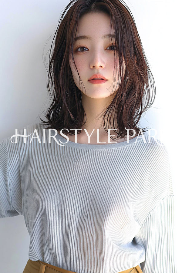ヘアスタイル写真PhotoNo:aiphoto083【AI画像】 [ミディアムロング,レディース,ナチュラル,クール / かっこいい,横型,AI ]
