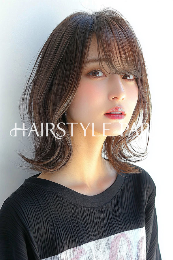 ヘアスタイル写真PhotoNo:aiphoto085【AI画像】 [ミディアム,レイヤーミディアム,レディース,クール / かっこいい,カット,カラー,横型,AI ]