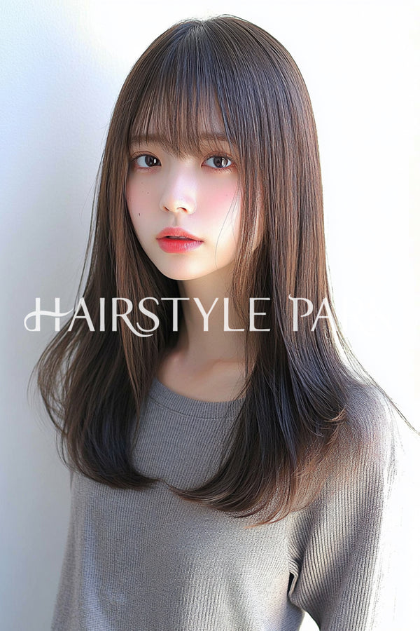 ヘアスタイル写真PhotoNo:aiphoto091【AI画像】 [ロング,ワンレングスロング,レディース,ナチュラル,カジュアル,横型,AI ]