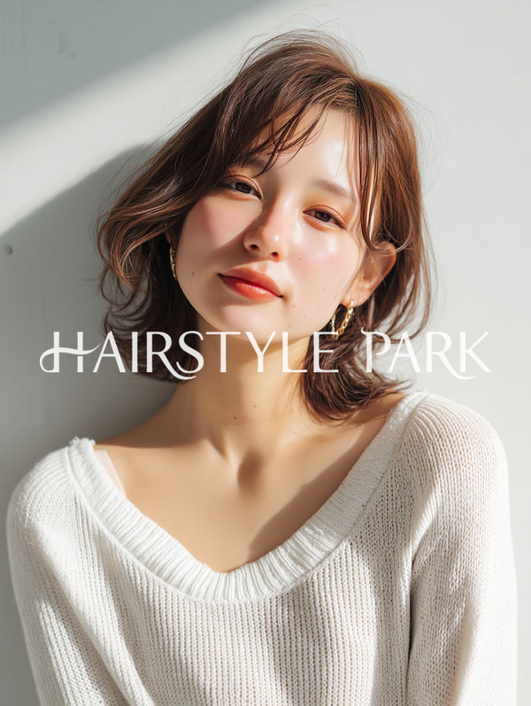 ヘアスタイル写真PhotoNo:aiphoto243【AI画像】 [ミディアム,レディース,ナチュラル縦型,AI ]