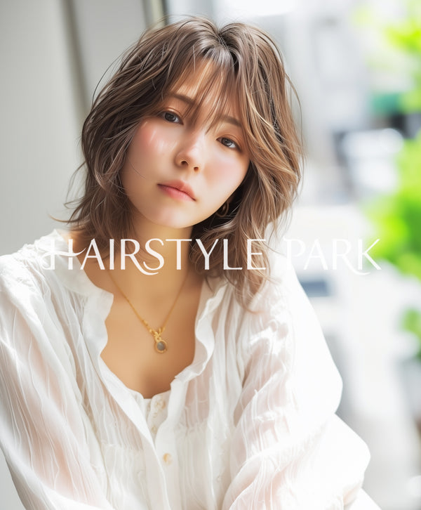 ヘアスタイル写真PhotoNo:aiphoto255【AI画像】 [ミディアム,レディース,ナチュラル縦型,AI ]