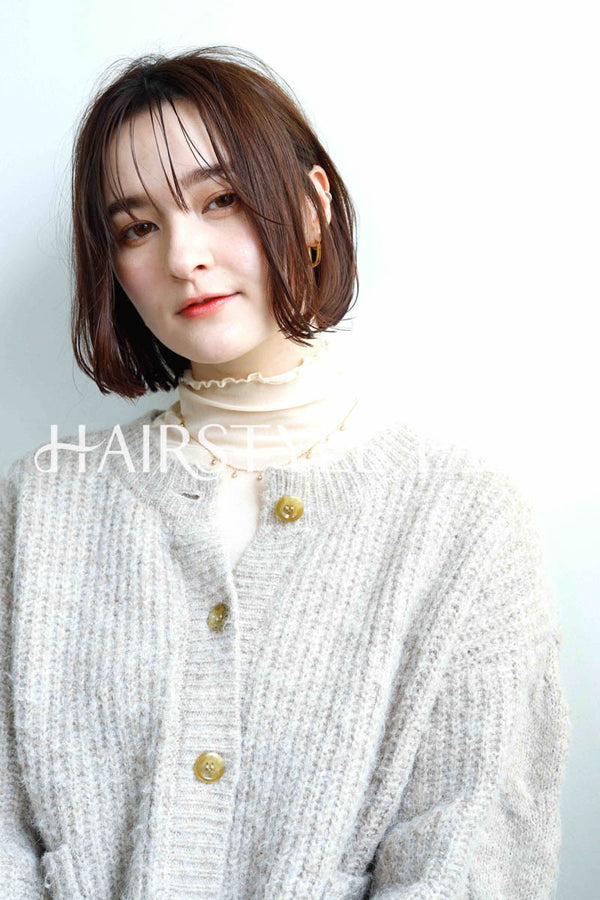 ヘアスタイル写真PhotoNo:225-1 (4) [ミディアム,切りっぱなしボブ,レディース,ナチュラル,モテ・愛され,カット,カラー,切りっぱなし, ]