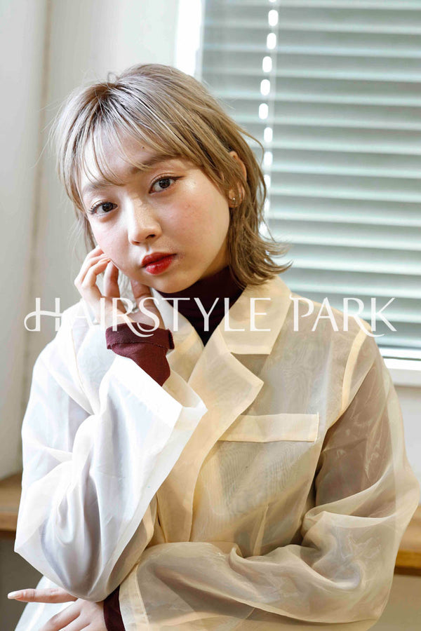ヘアスタイル写真PhotoNo:229-1 (18) [ミディアム,ショートボブ,切りっぱなしボブ,レディースモテ・愛され,カジュアル外国人風カット,カラー,ダブルカラー,切りっぱなし,くびれヘア, ]