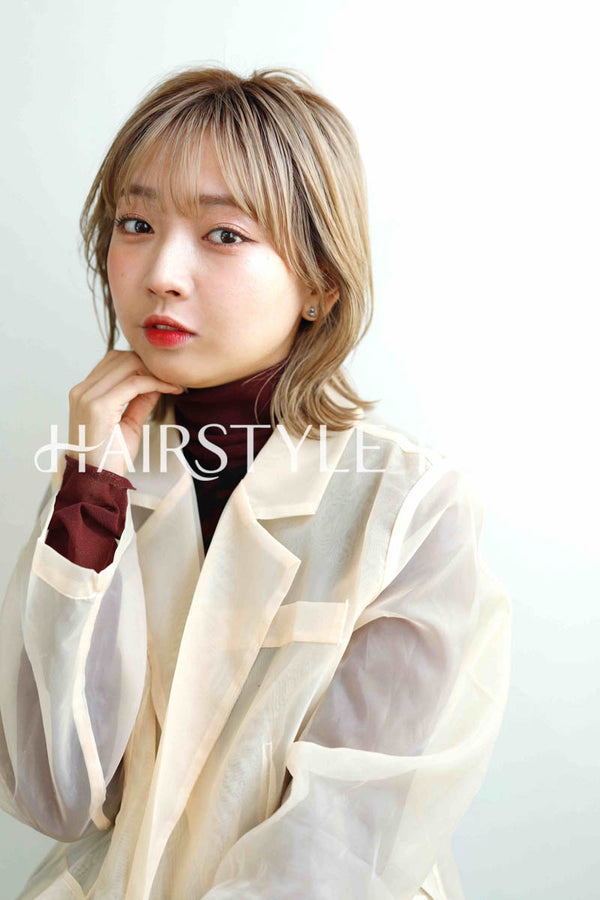 ヘアスタイル写真PhotoNo:229-1 (2) [ミディアム,ショートボブ,切りっぱなしボブ,レディースモテ・愛され,カジュアル外国人風カット,カラー,ダブルカラー,切りっぱなし,くびれヘア, ]