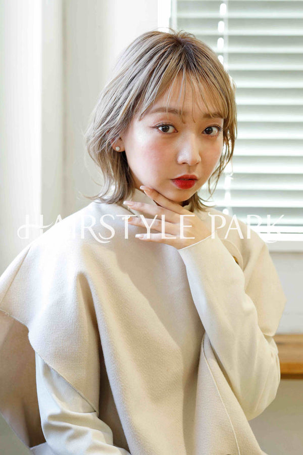 ヘアスタイル写真PhotoNo:229-2 (10) [ミディアム,ショートボブ,切りっぱなしボブ,レディースモテ・愛され,カジュアル外国人風カット,カラー,ダブルカラー,切りっぱなし,くびれヘア, ]