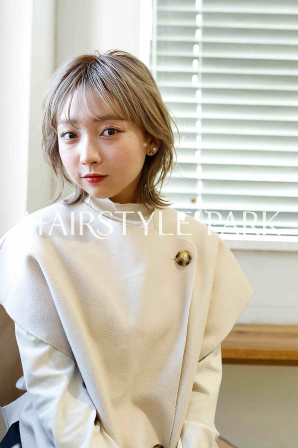 ヘアスタイル写真PhotoNo:229-2 (12) [ミディアム,ショートボブ,切りっぱなしボブ,レディースモテ・愛され,カジュアル外国人風カット,カラー,ダブルカラー,切りっぱなし,くびれヘア, ]