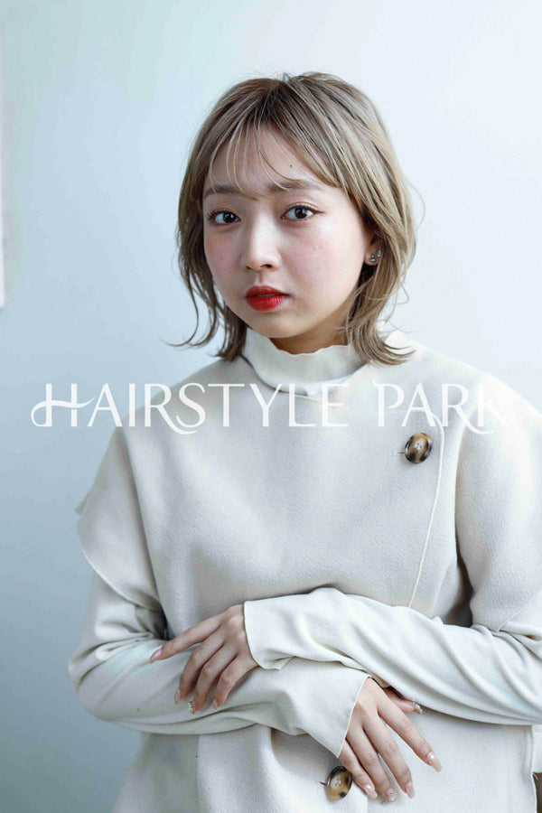 ヘアスタイル写真PhotoNo:229-2 (5) [ミディアム,ショートボブ,切りっぱなしボブ,レディースモテ・愛され,カジュアル外国人風カット,カラー,ダブルカラー,切りっぱなし,くびれヘア, ]