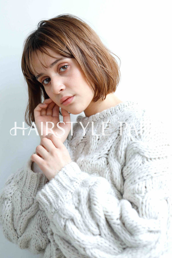 ヘアスタイル写真PhotoNo:235-1 (5) [ミディアムミニボブ,ボックスボブ,切りっぱなしボブ,レディースモテ・愛され,カジュアル,クール / かっこいい,外国人風カット,カラー,パーマダブルカラー,切りっぱなし ]