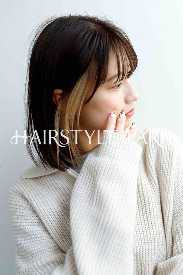 ヘアスタイル写真PhotoNo:240-1 (10) [ミディアム切りっぱなしボブ,ロブレディース,ナチュラル,モテ・愛され,カジュアルカット,カラー切りっぱなし,くびれヘア,インナーカラー ]