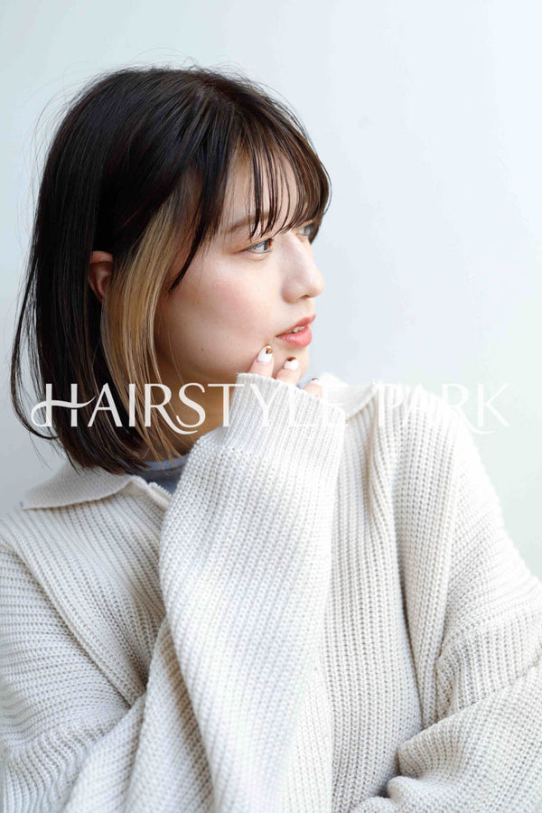 ヘアスタイル写真PhotoNo:240-1 (11) [ミディアム切りっぱなしボブ,ロブレディース,ナチュラル,モテ・愛され,カジュアルカット,カラー切りっぱなし,くびれヘア,インナーカラー ]