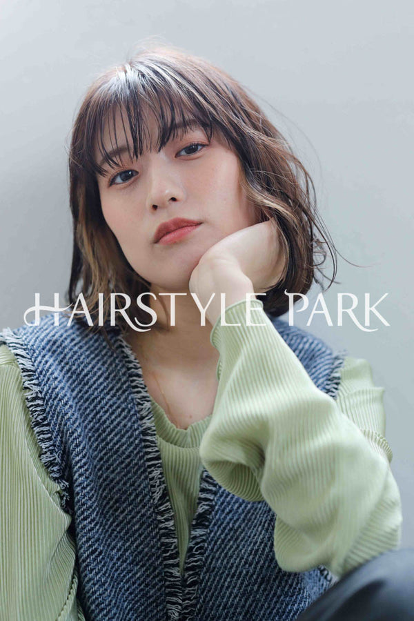 ヘアスタイル写真PhotoNo:240-2 (10) [ミディアム切りっぱなしボブ,ロブレディース,ナチュラル,モテ・愛され,カジュアルカット,カラー切りっぱなし,くびれヘア,インナーカラー ]