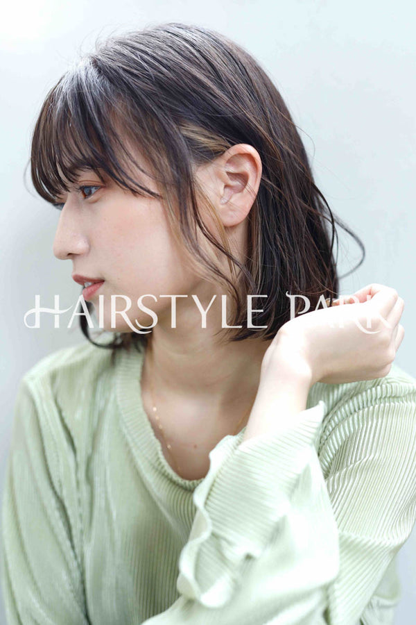 ヘアスタイル写真PhotoNo:240-2 (18) [ミディアム切りっぱなしボブ,ロブレディース,ナチュラル,モテ・愛され,カジュアルカット,カラー切りっぱなし,くびれヘア,インナーカラー ]