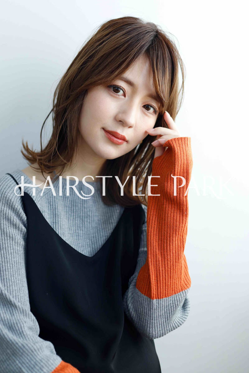 ヘアスタイル写真PhotoNo:243-1 (6) [ミディアム,ロング,切りっぱなしボブ,ロブレディース,ナチュラルオフィス / コンサバ,モテ・愛され,カット,カラー,くびれヘア, ]